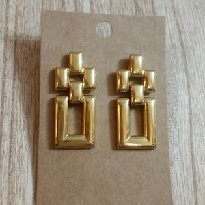 Vintage Monet Gold Tone Door Knocker Earrings